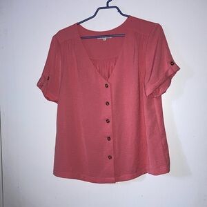 Cleo petites pink button down blouse. Size L